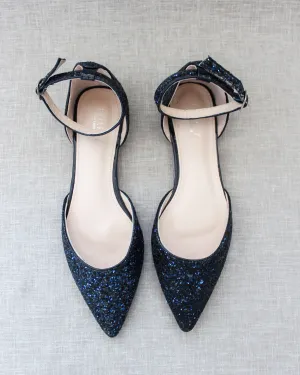 Rock Glitter Ankle Strap Flats