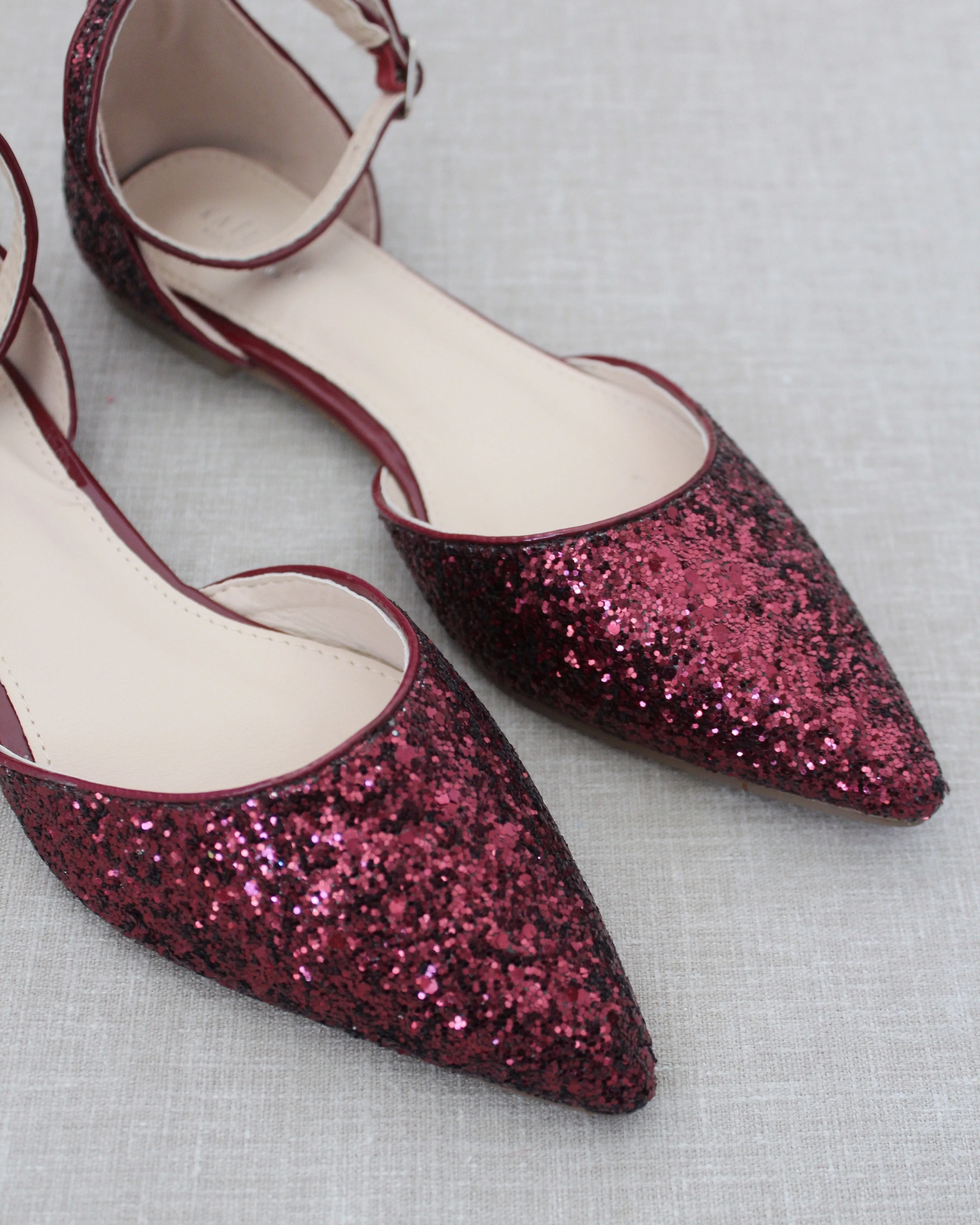 Rock Glitter Ankle Strap Flats