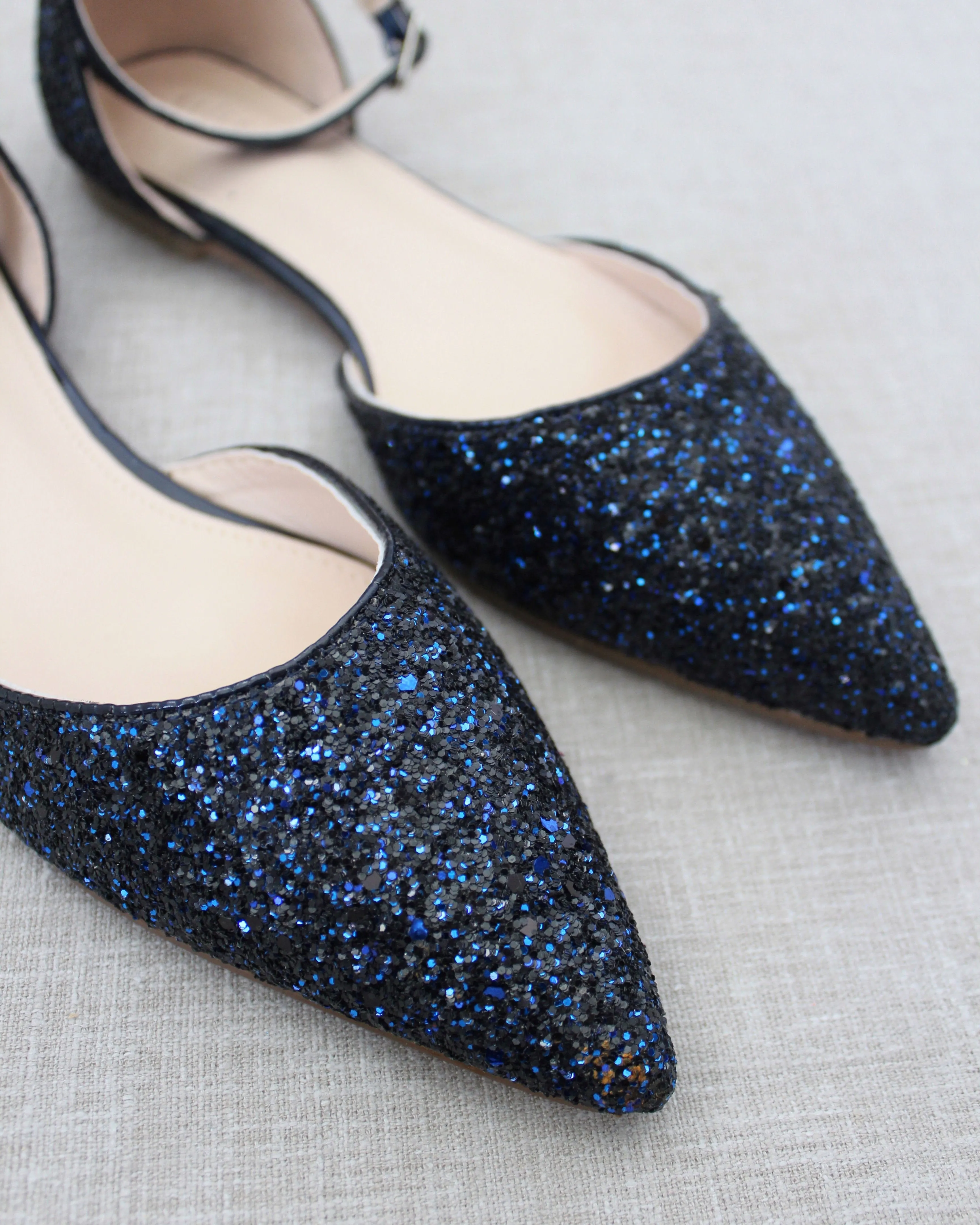 Rock Glitter Ankle Strap Flats