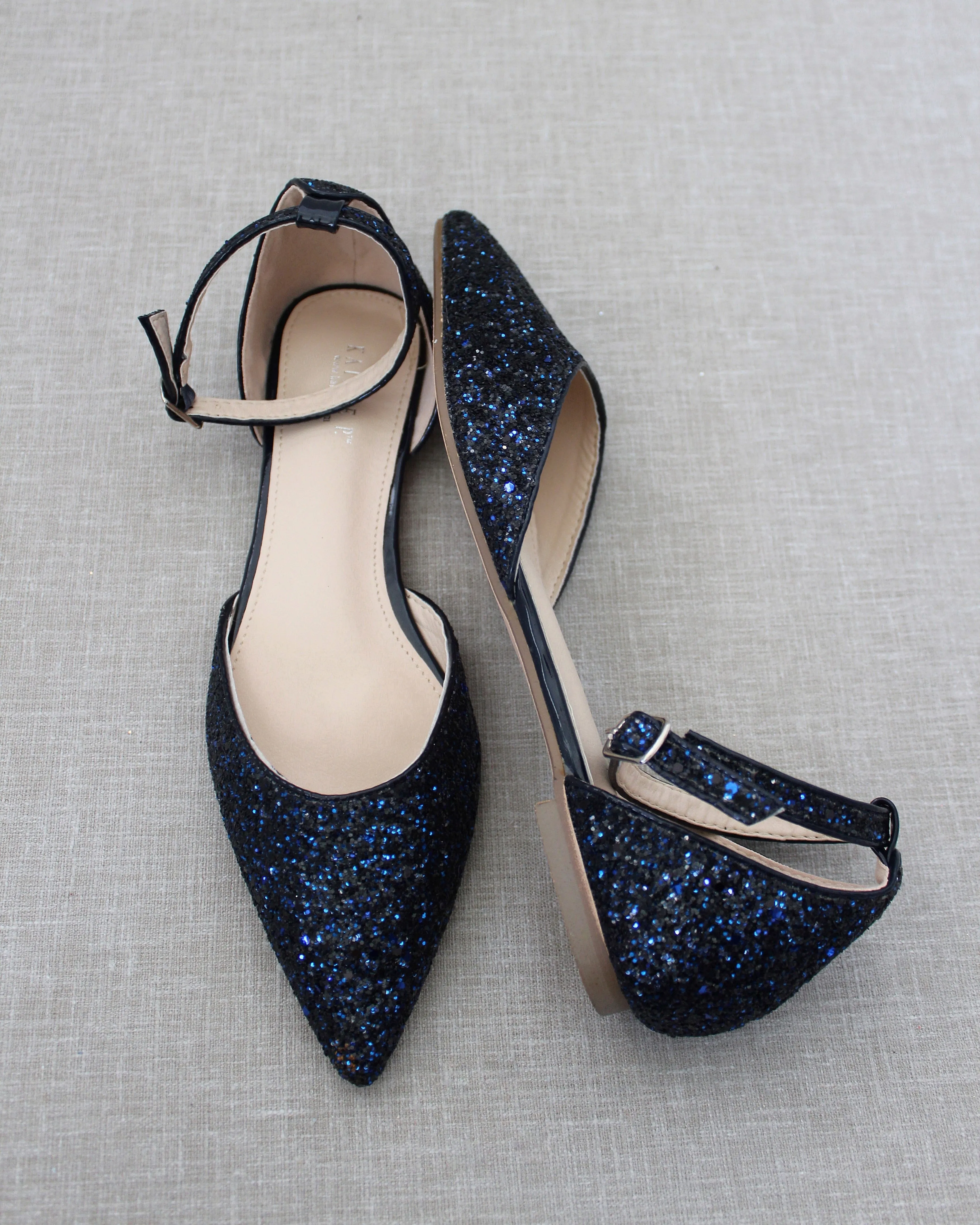 Rock Glitter Ankle Strap Flats