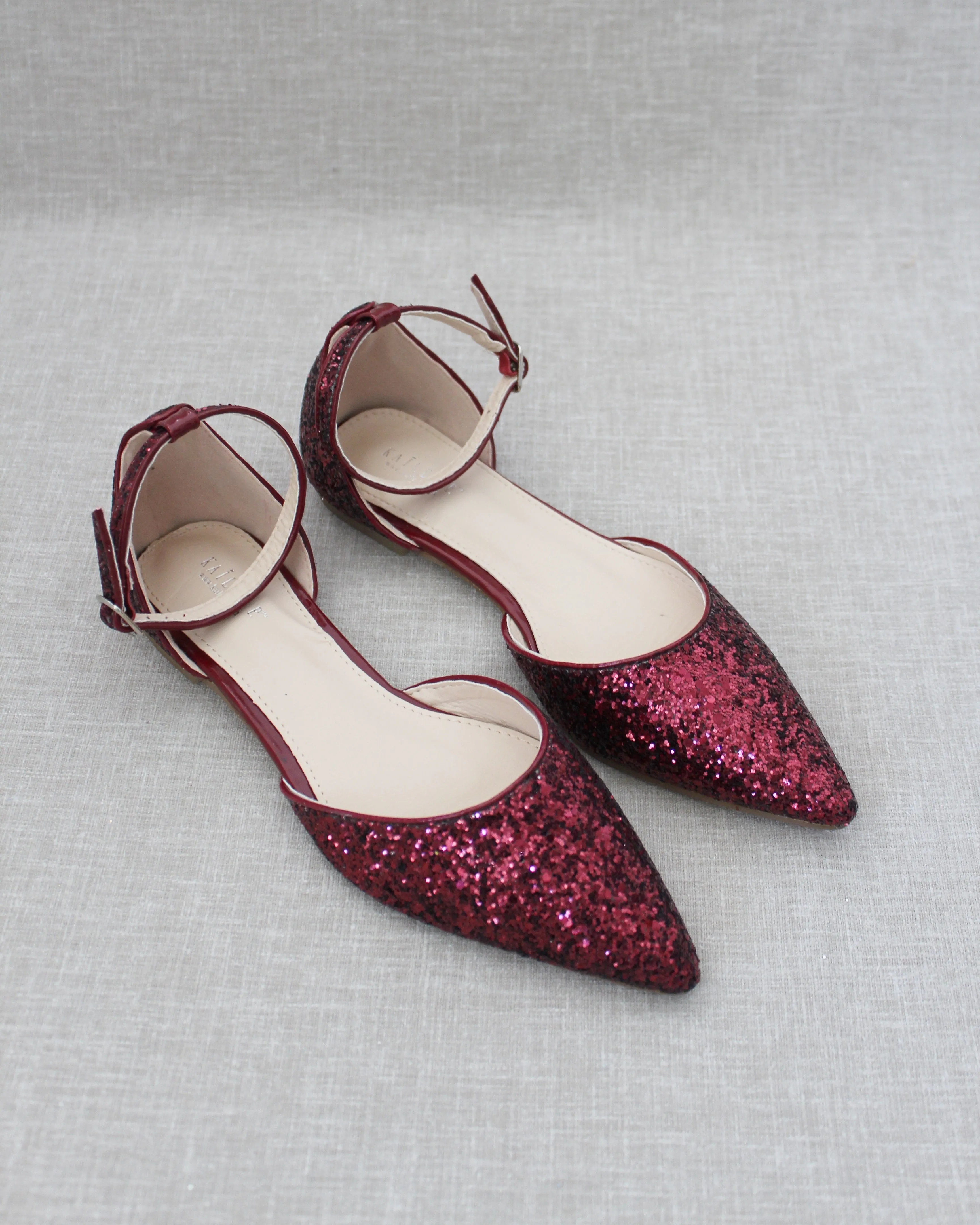 Rock Glitter Ankle Strap Flats