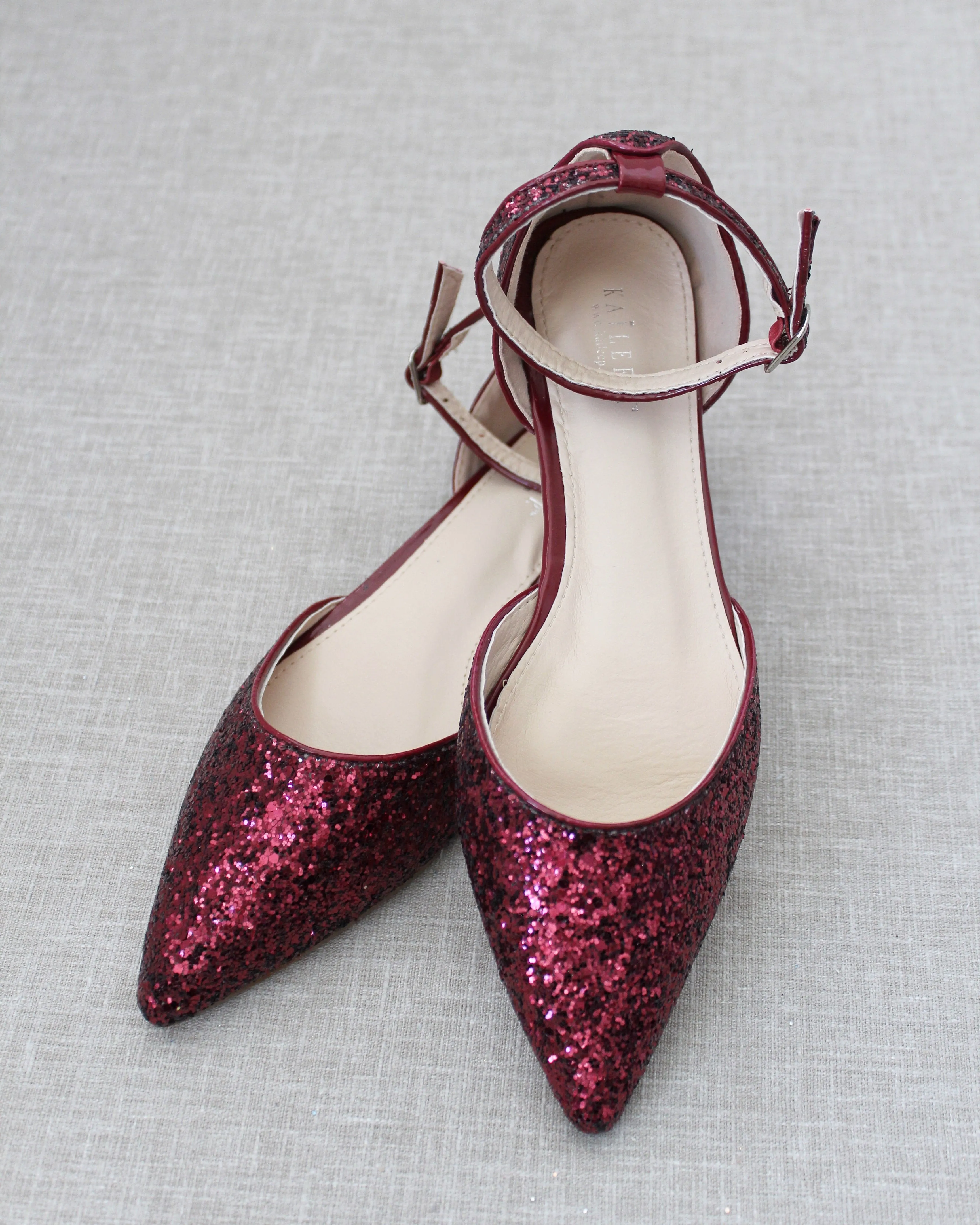 Rock Glitter Ankle Strap Flats