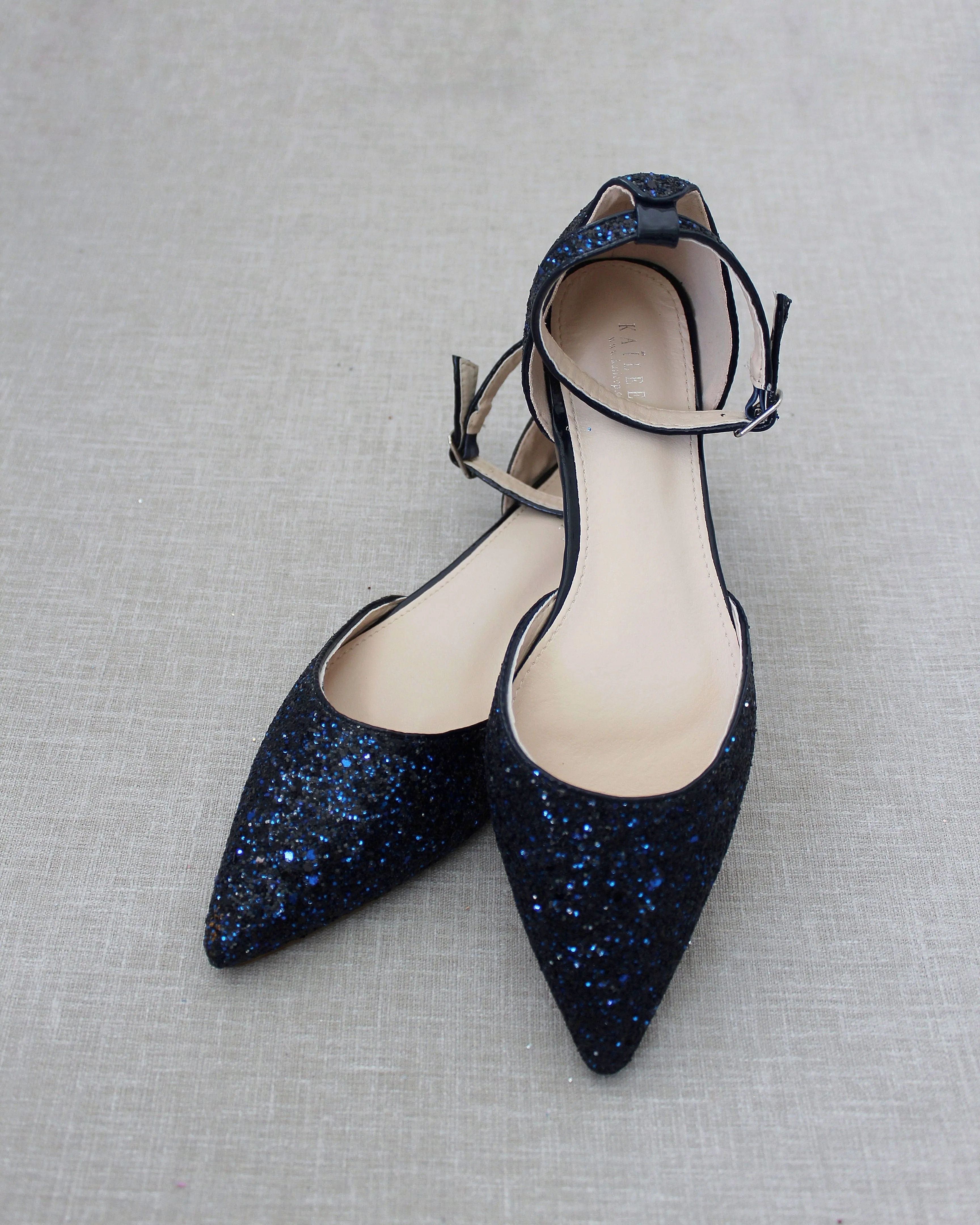 Rock Glitter Ankle Strap Flats