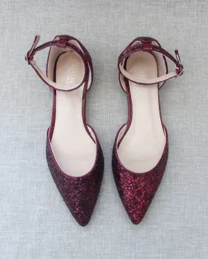 Rock Glitter Ankle Strap Flats