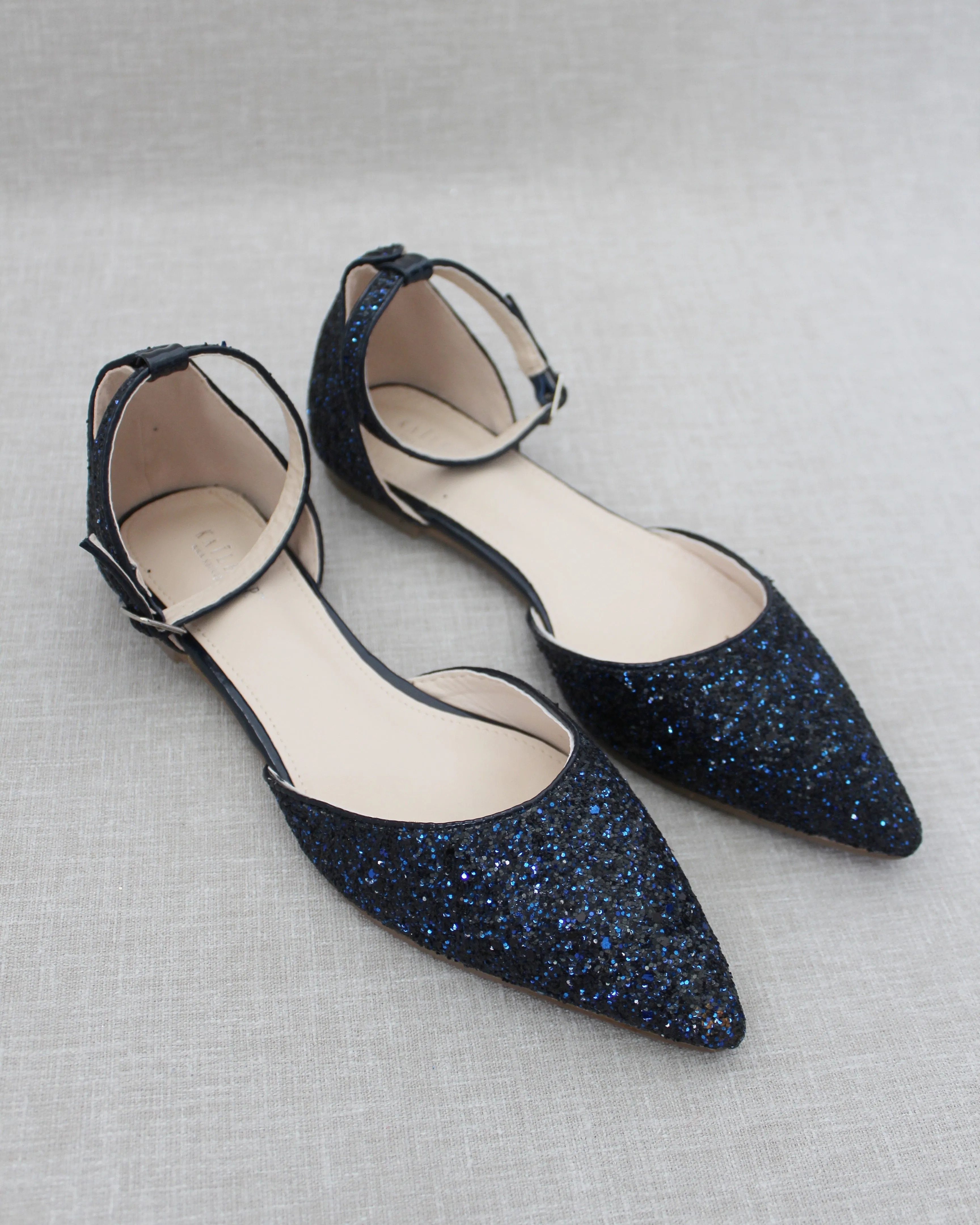Rock Glitter Ankle Strap Flats