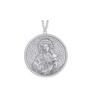 Round Virgin Mary Medal Micro-pavé Virgencita Necklace