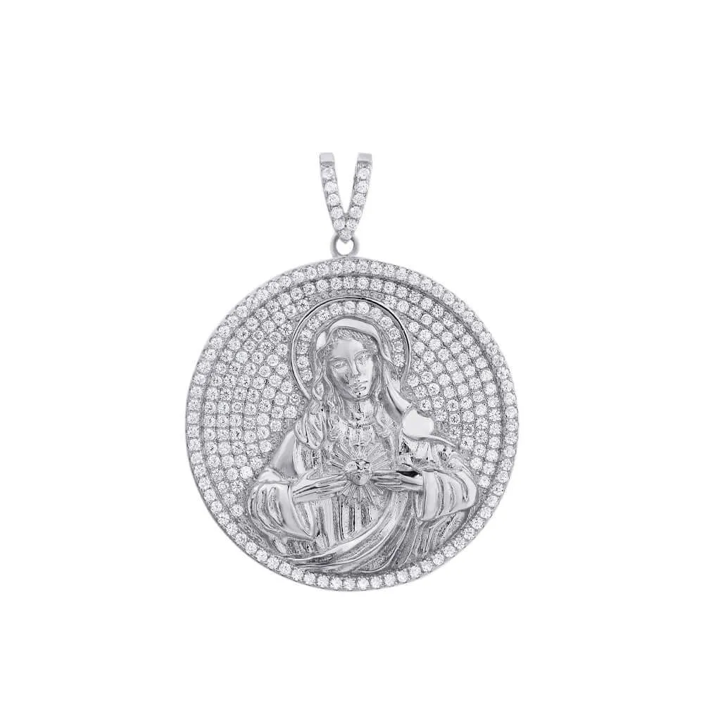 Round Virgin Mary Medal Micro-pavé Virgencita Necklace