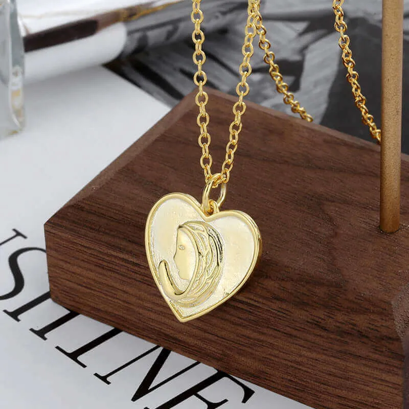 S925 Heart Vintage Virgin Mary Virgencita Necklace