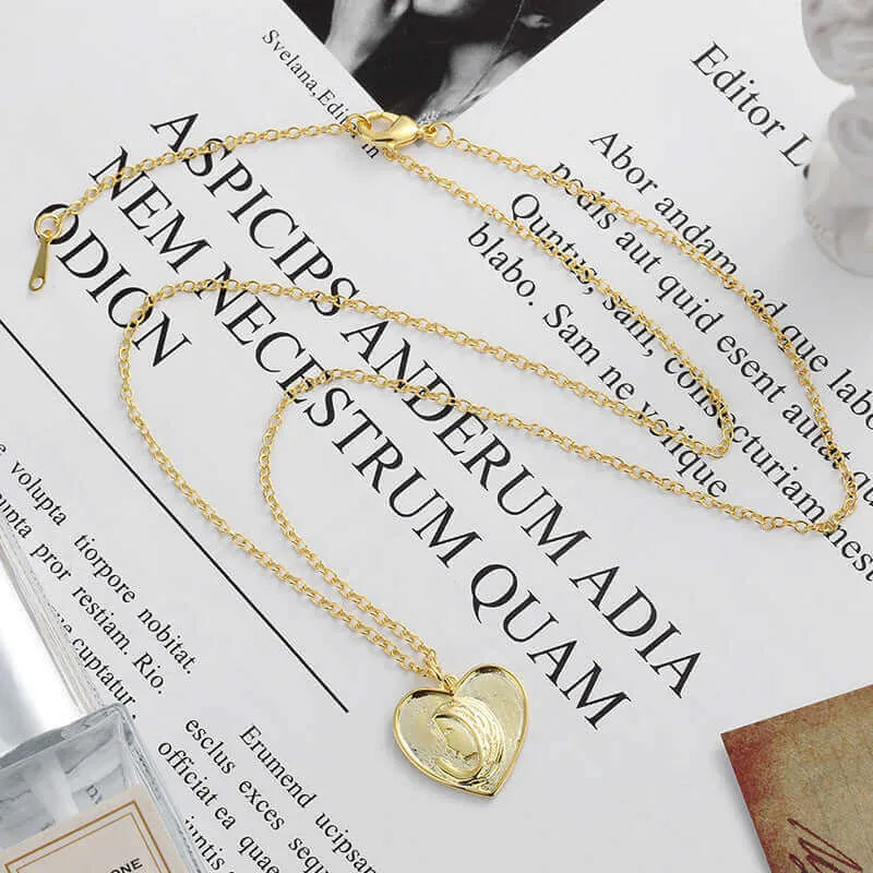 S925 Heart Vintage Virgin Mary Virgencita Necklace