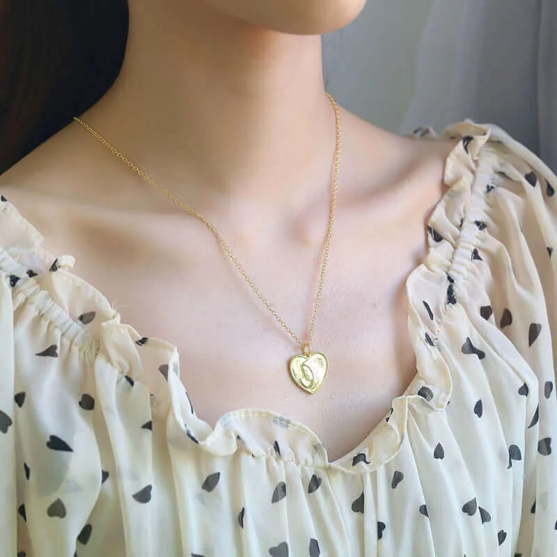S925 Heart Vintage Virgin Mary Virgencita Necklace
