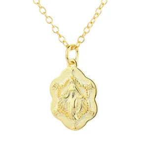 S925 Vintage Gold Virgin Mary Miraculous Medal Virgencita Necklace