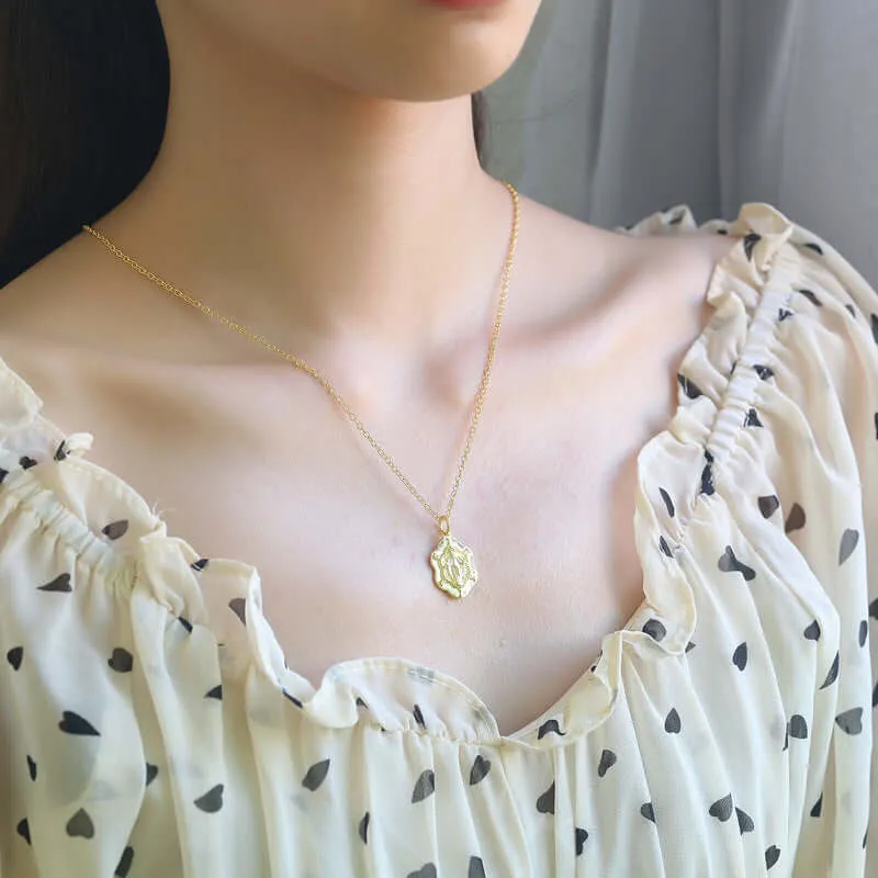 S925 Vintage Gold Virgin Mary Miraculous Medal Virgencita Necklace