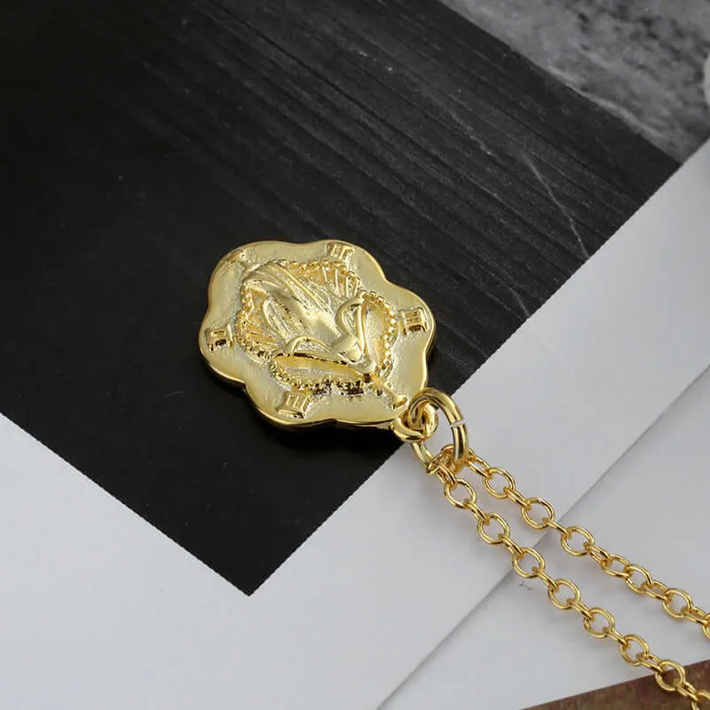 S925 Vintage Gold Virgin Mary Miraculous Medal Virgencita Necklace