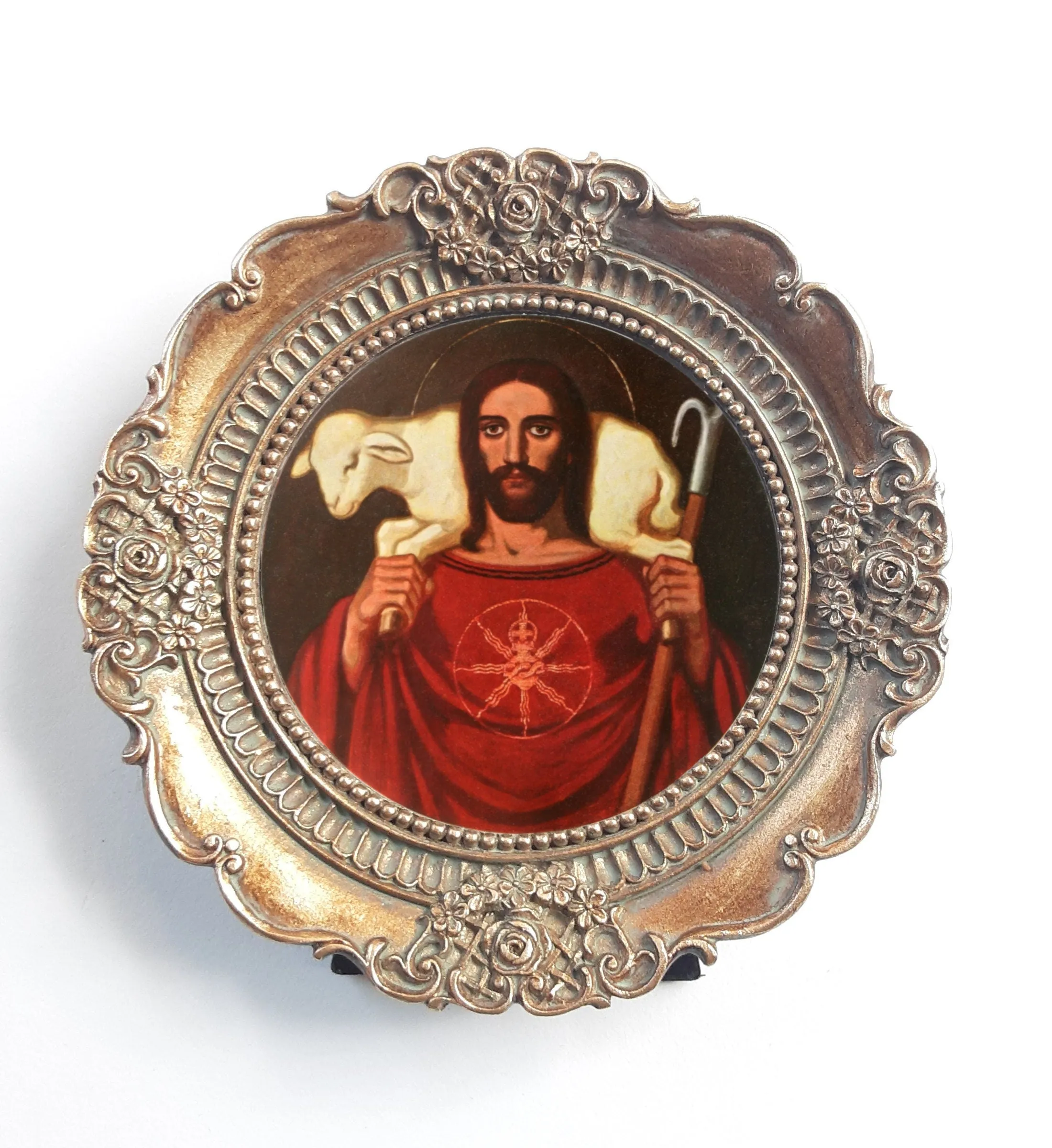 Sacred Heart of Jesus by Fritz Kunz – Framed – 4.25x4.25"