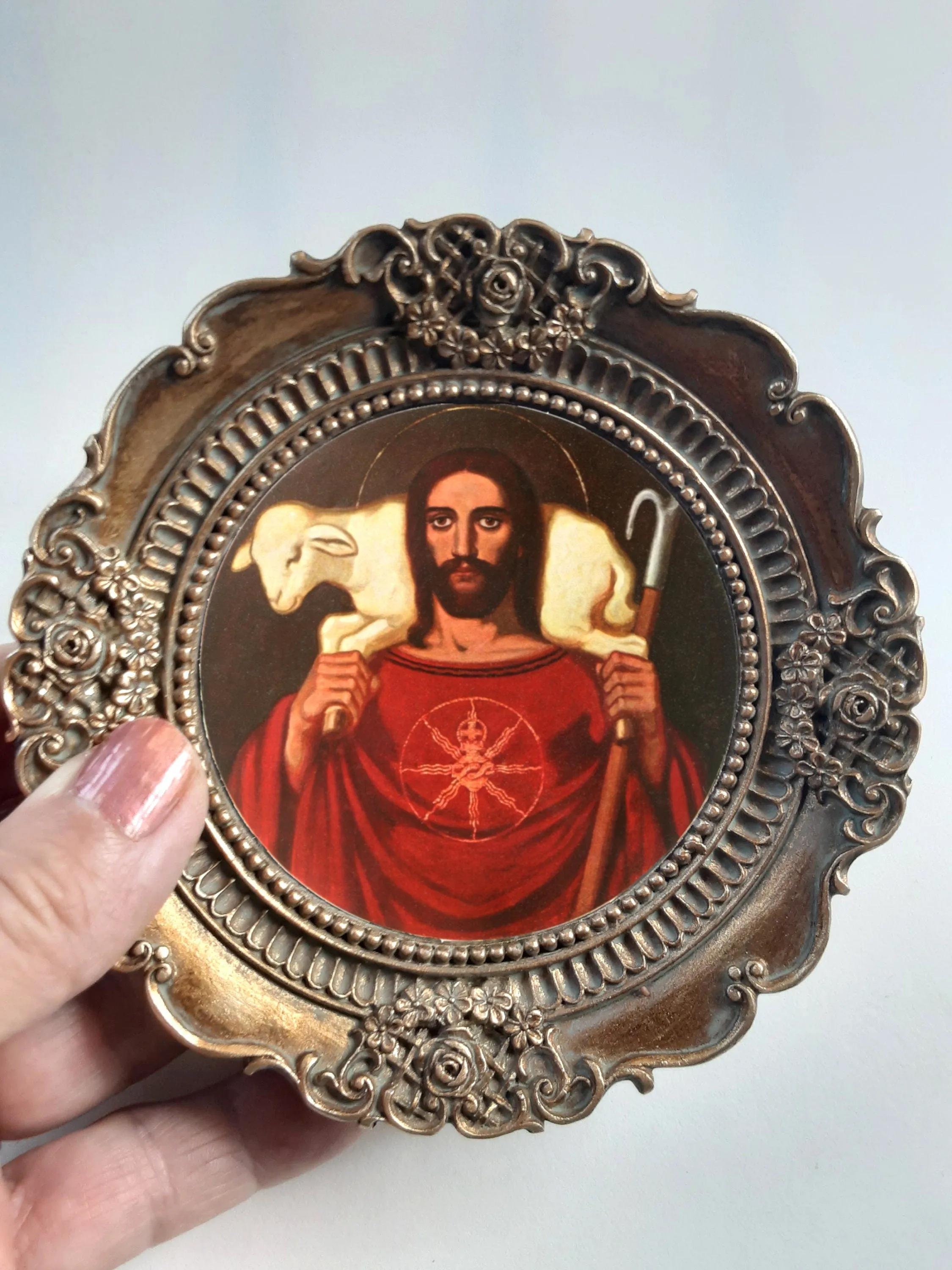 Sacred Heart of Jesus by Fritz Kunz – Framed – 4.25x4.25"
