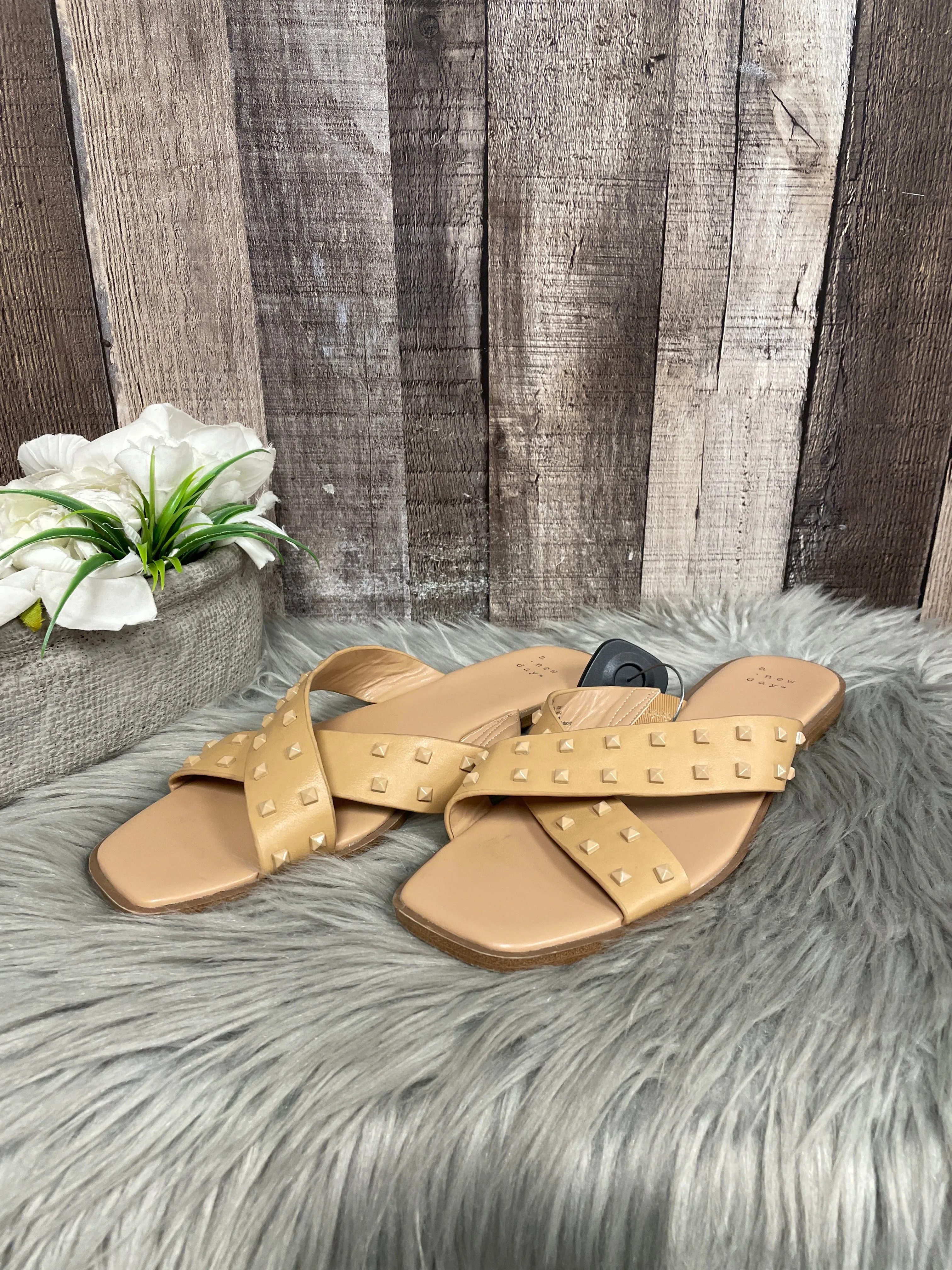 Sandals Flats By A New Day In Tan, Size: 8.5