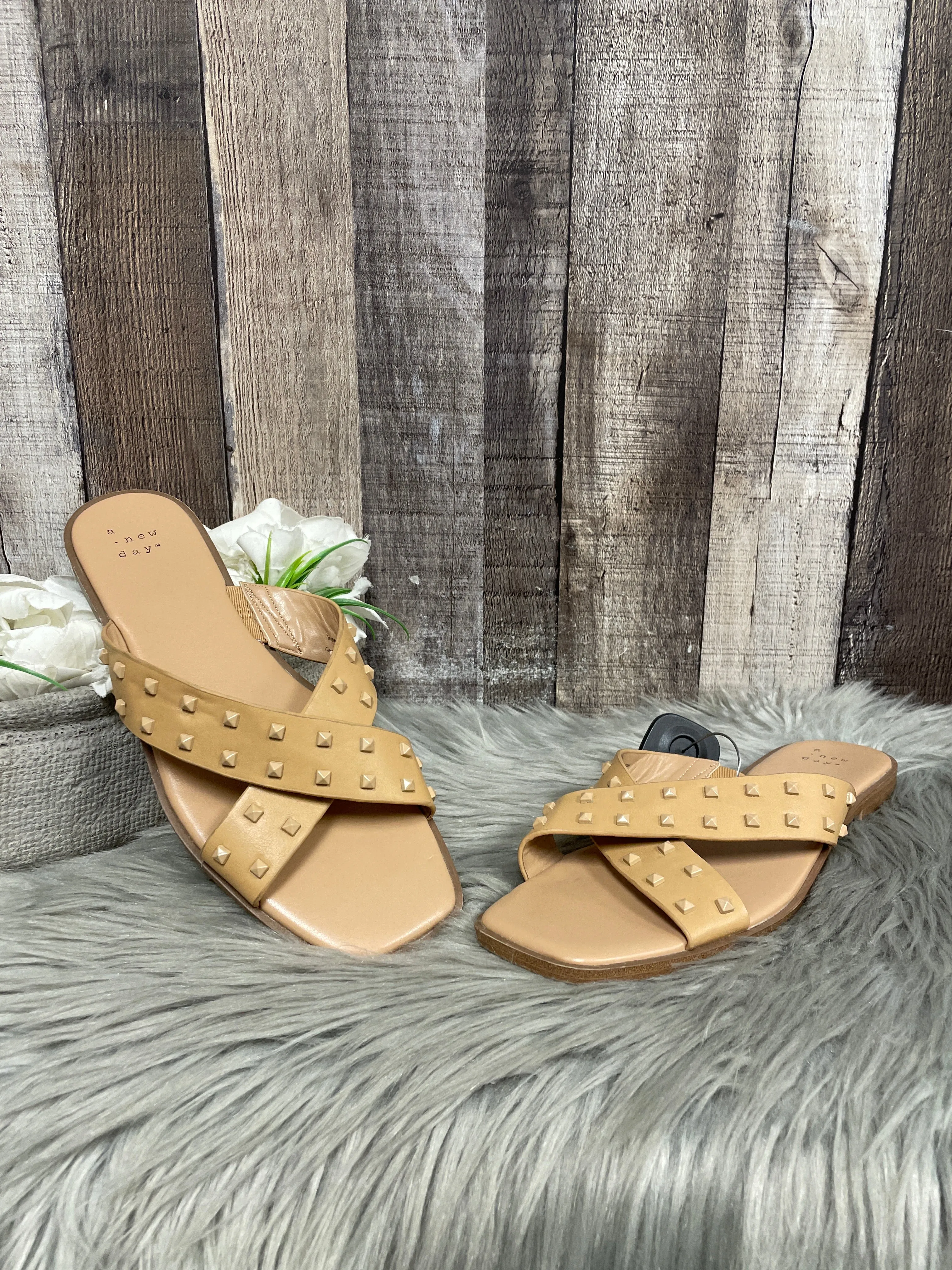 Sandals Flats By A New Day In Tan, Size: 8.5