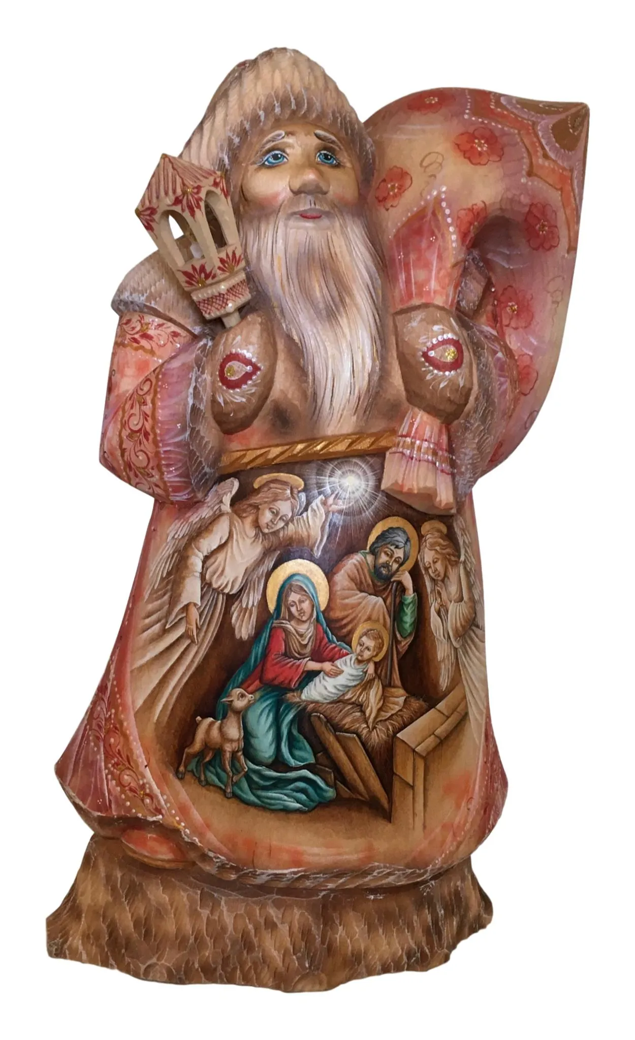 Santa with painted Nativity scene