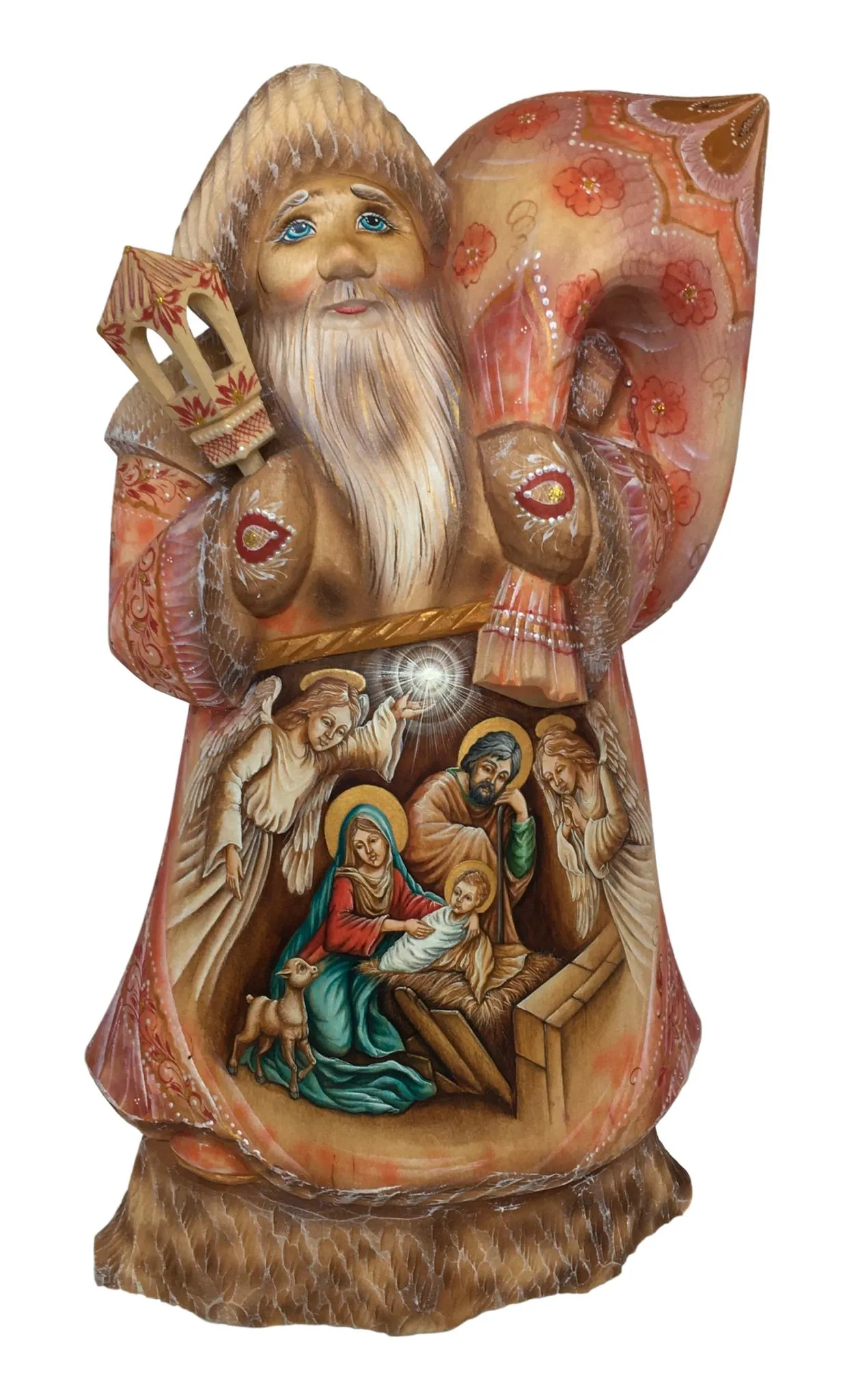 Santa with painted Nativity scene