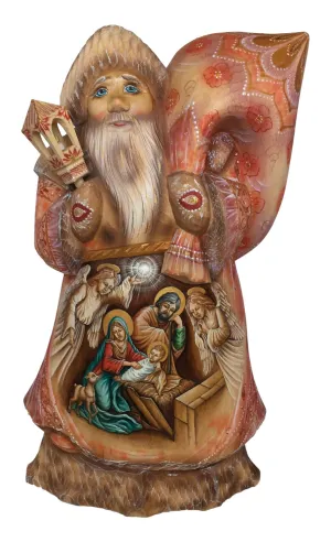 Santa with painted Nativity scene