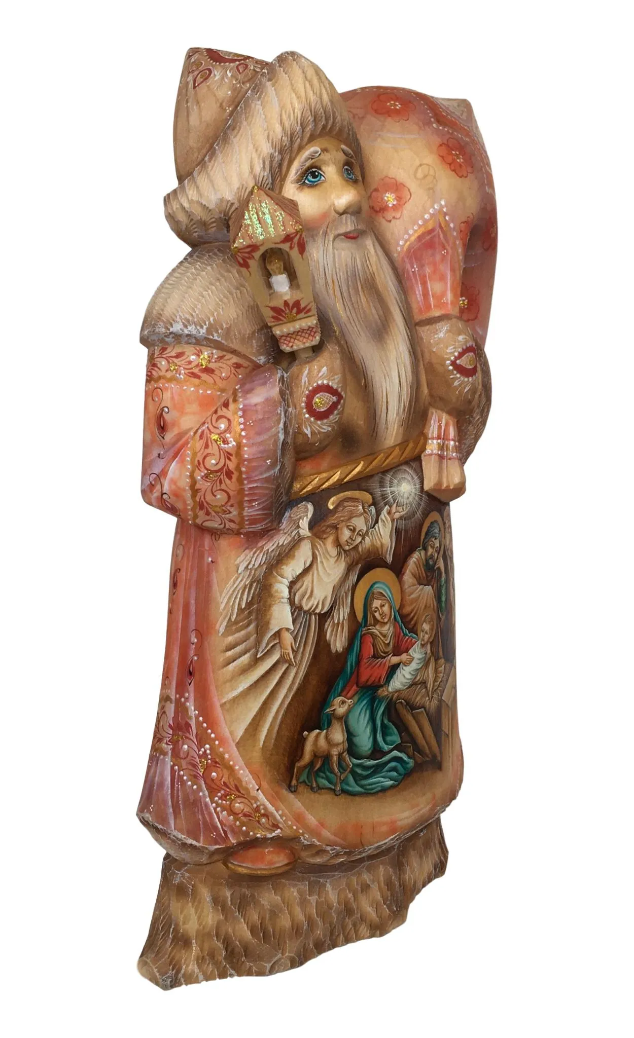 Santa with painted Nativity scene