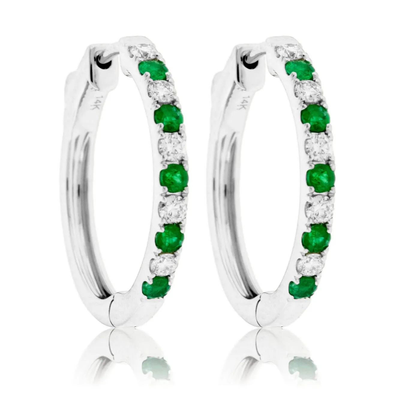 Sapphire & Diamond Alternating Hoop Earrings