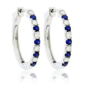 Sapphire & Diamond Alternating Hoop Earrings