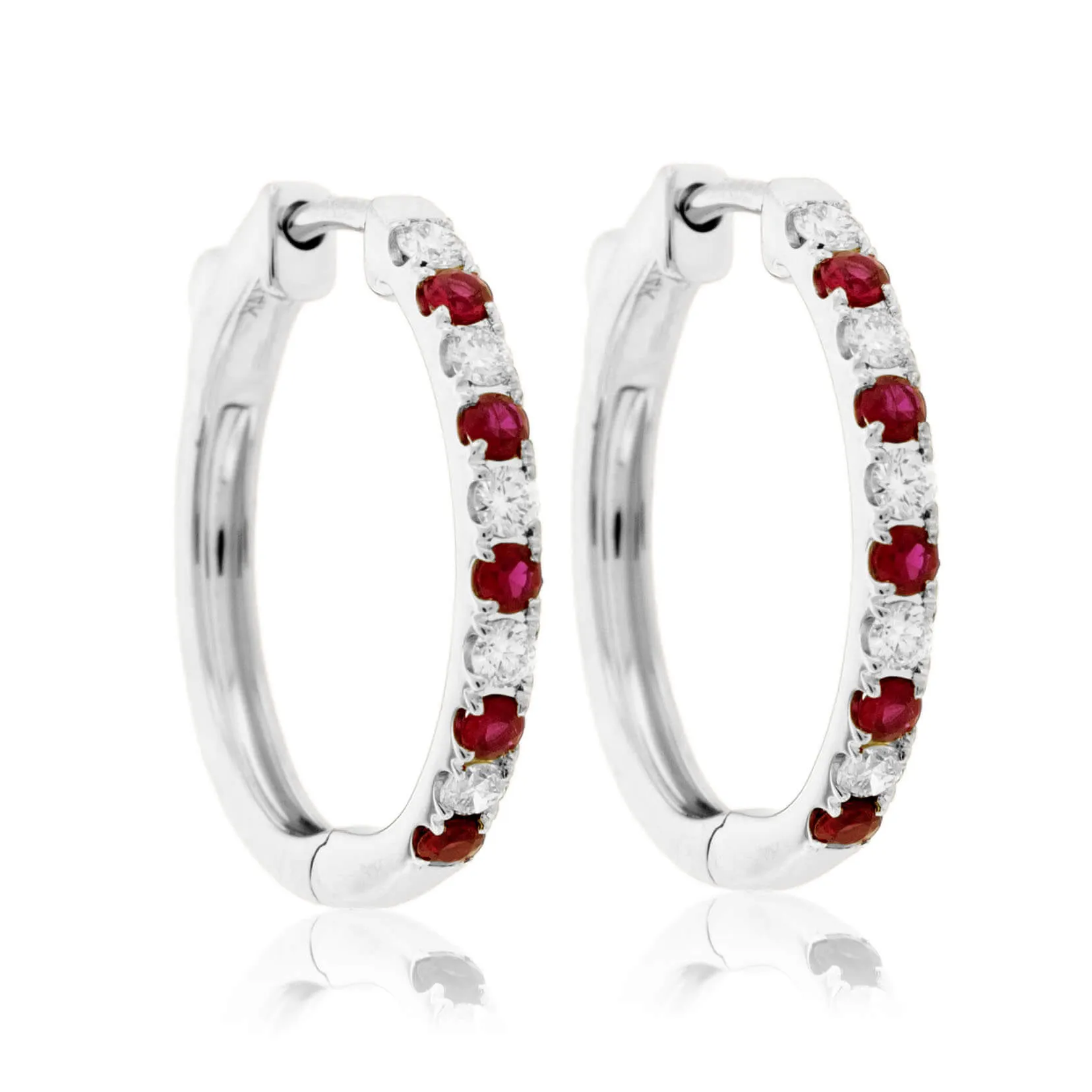 Sapphire & Diamond Alternating Hoop Earrings