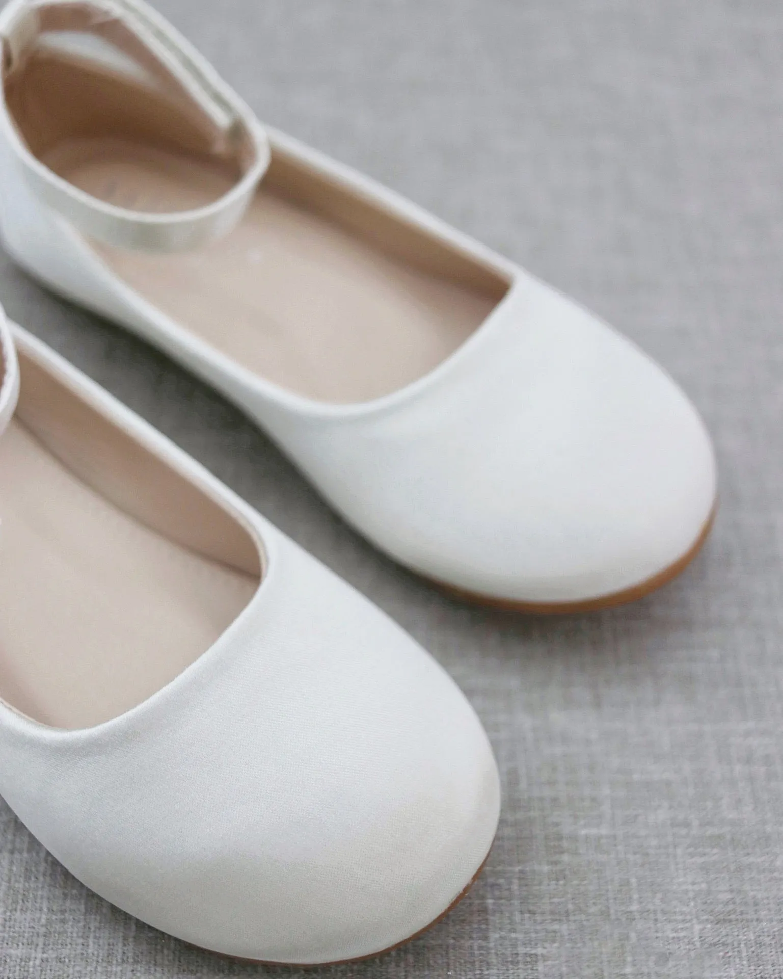 Satin Flats with Velcro Ankle Strap
