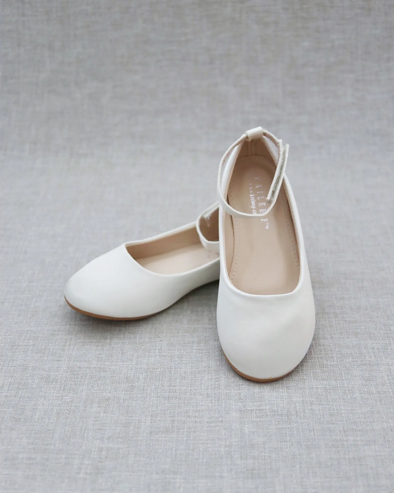 Satin Flats with Velcro Ankle Strap