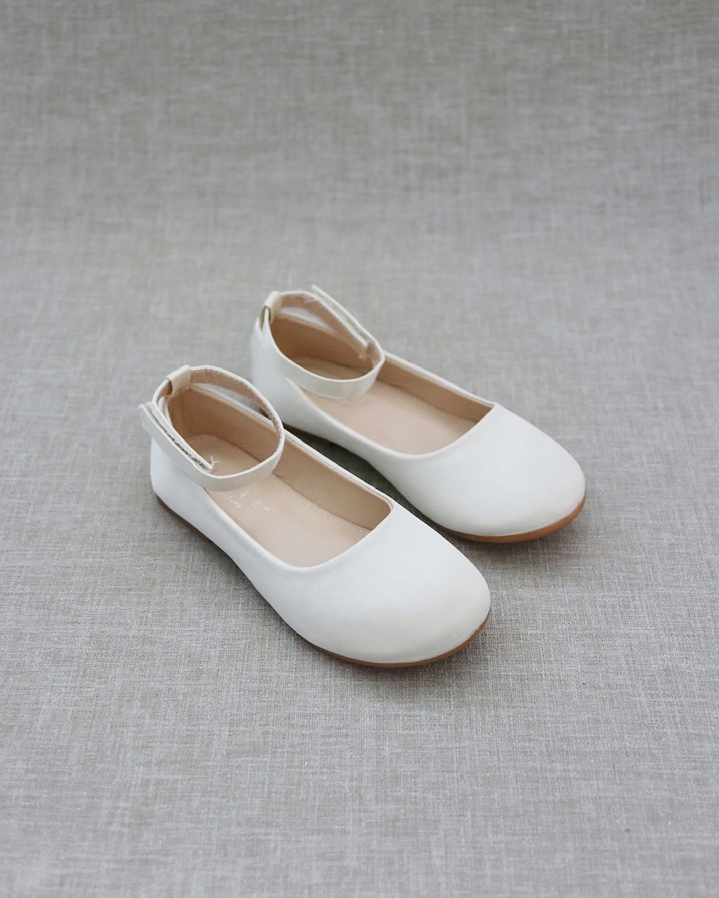 Satin Flats with Velcro Ankle Strap