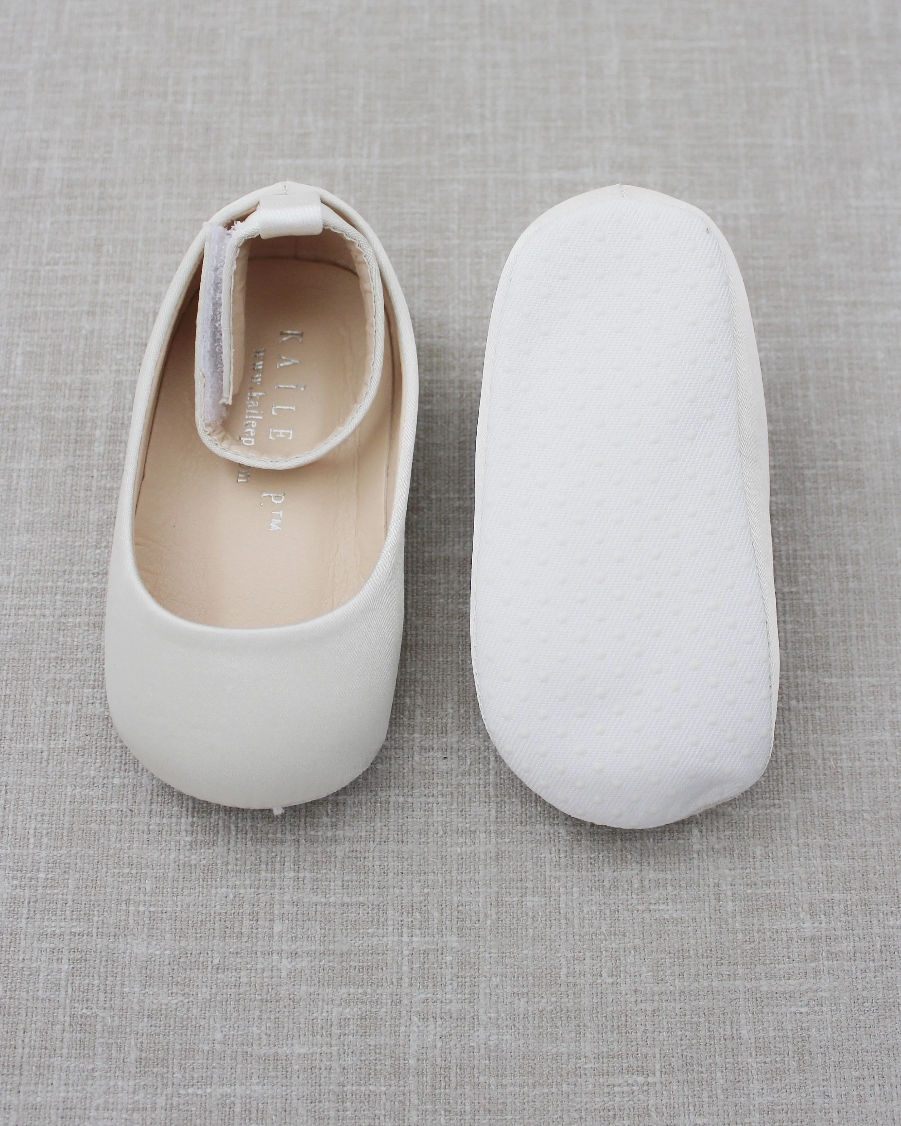 Satin Flats with Velcro Ankle Strap