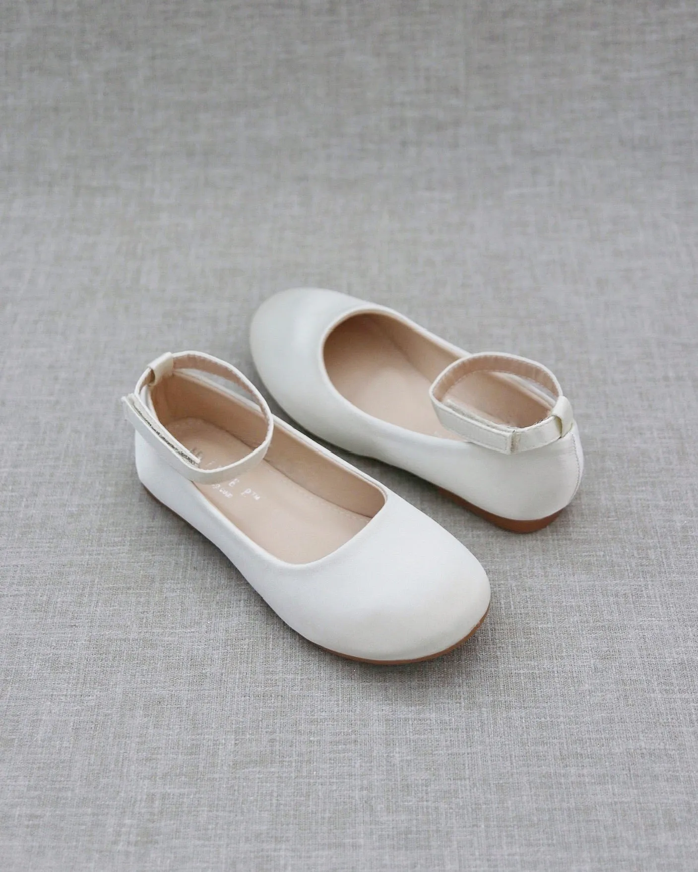 Satin Flats with Velcro Ankle Strap
