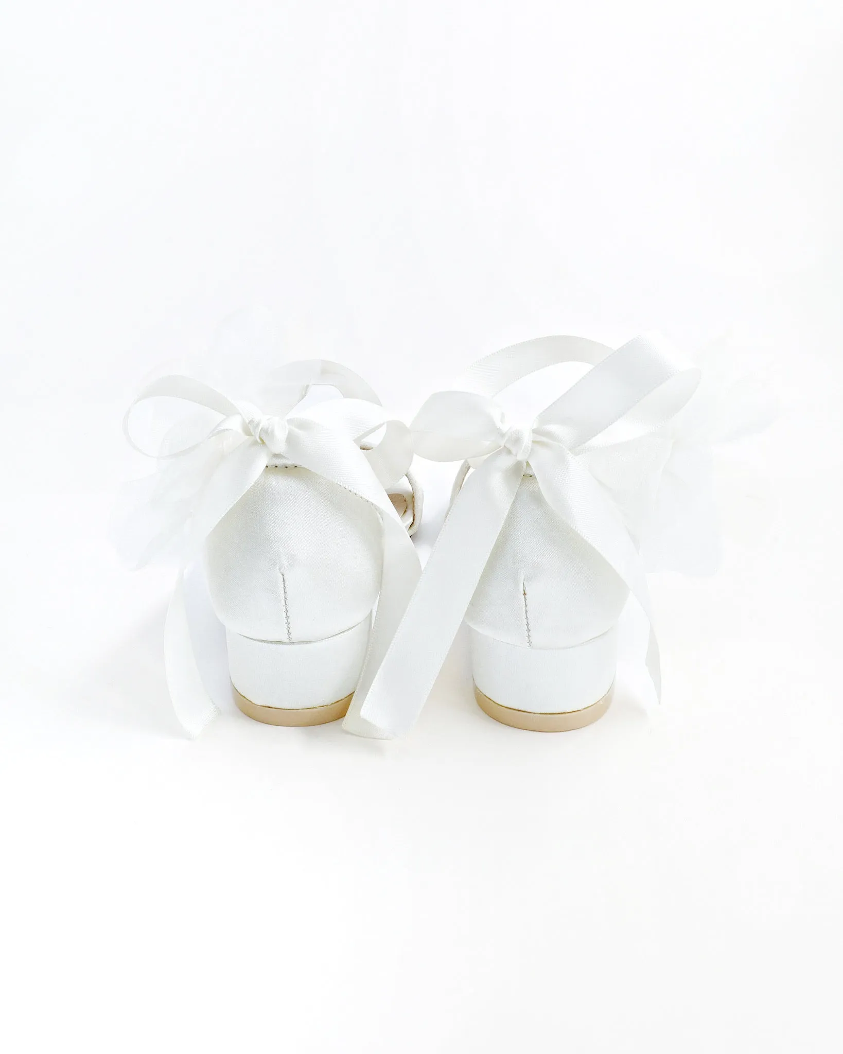 Satin Pointy Toe Wedding Flats with Ophelia Flowers