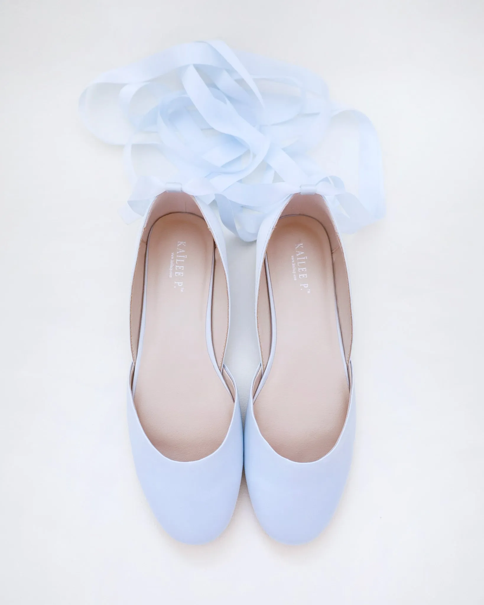 Satin Round Toe Bridal Flat with Ballerina Lace Up