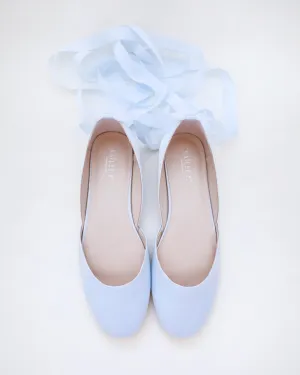 Satin Round Toe Bridal Flat with Ballerina Lace Up