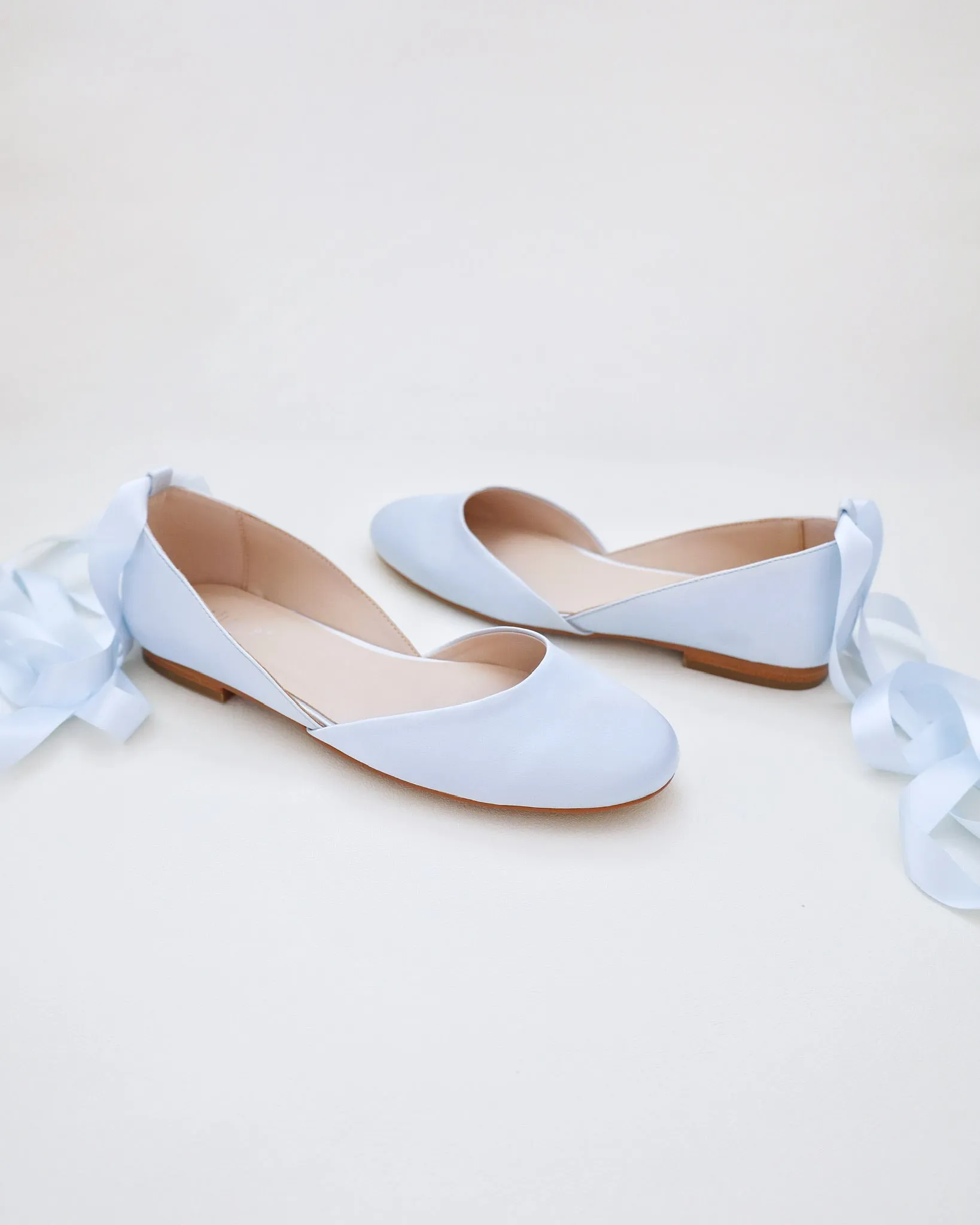 Satin Round Toe Bridal Flat with Ballerina Lace Up