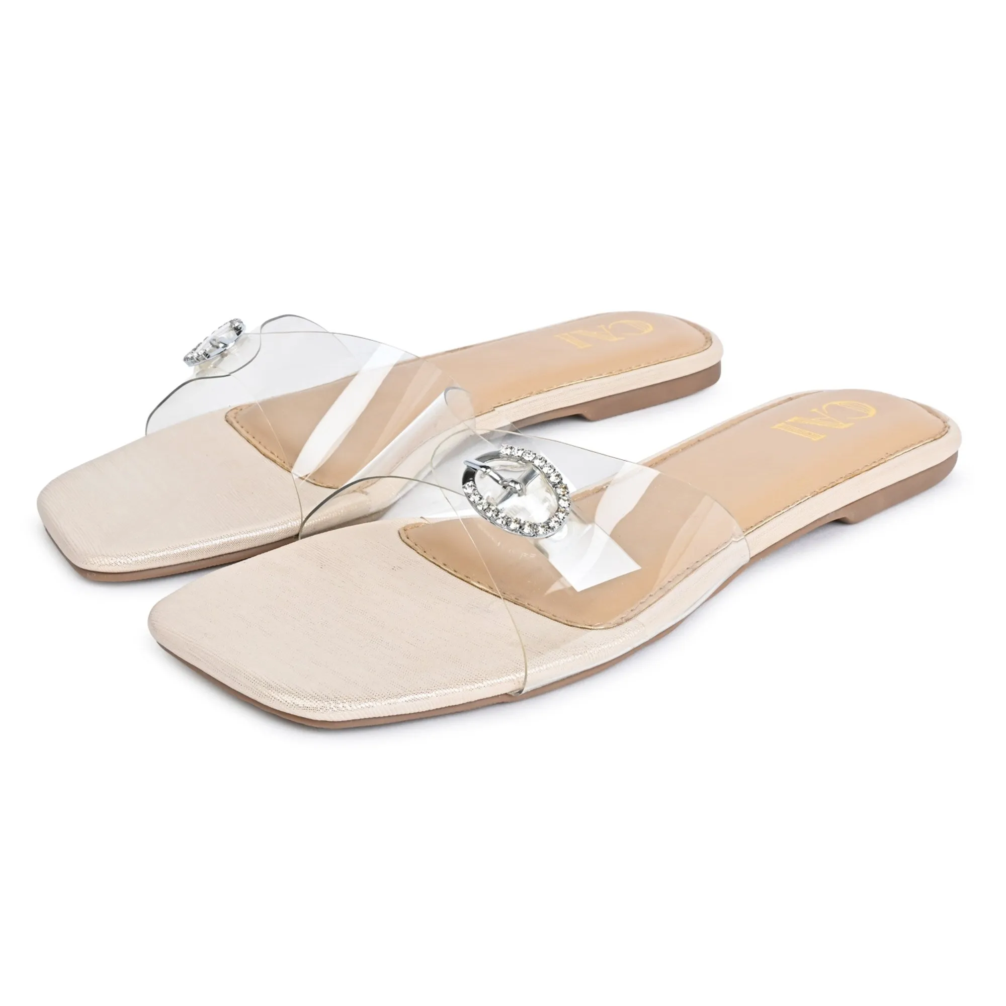 Sheer Diamond Buckle Flats