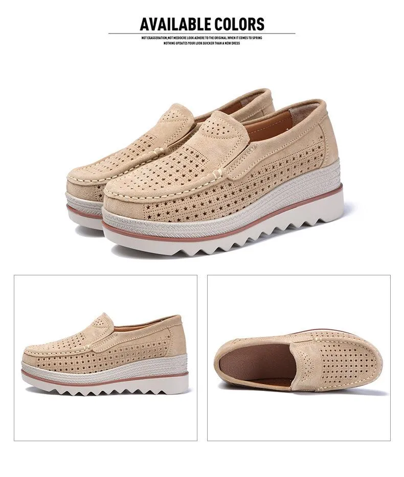 Shoes Platform Sneakers Slip on Flats Loafers Moccasins Hollow Out Casual Shoes
