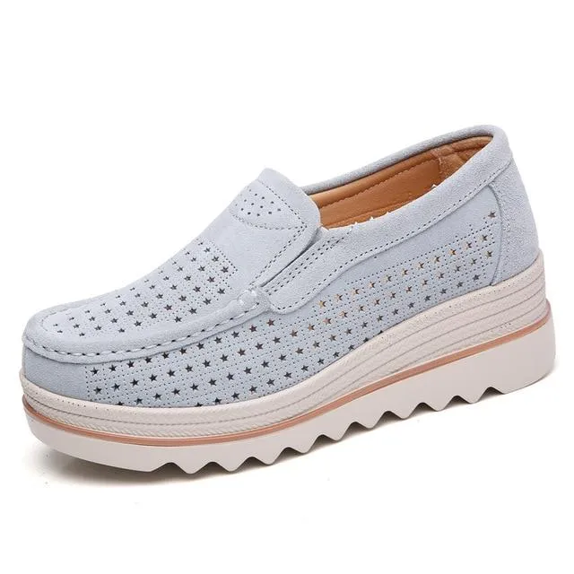 Shoes Platform Sneakers Slip on Flats Loafers Moccasins Hollow Out Casual Shoes