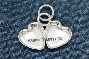 Side by Side Double Heart Bezel Pendant Blank Mounting Silver