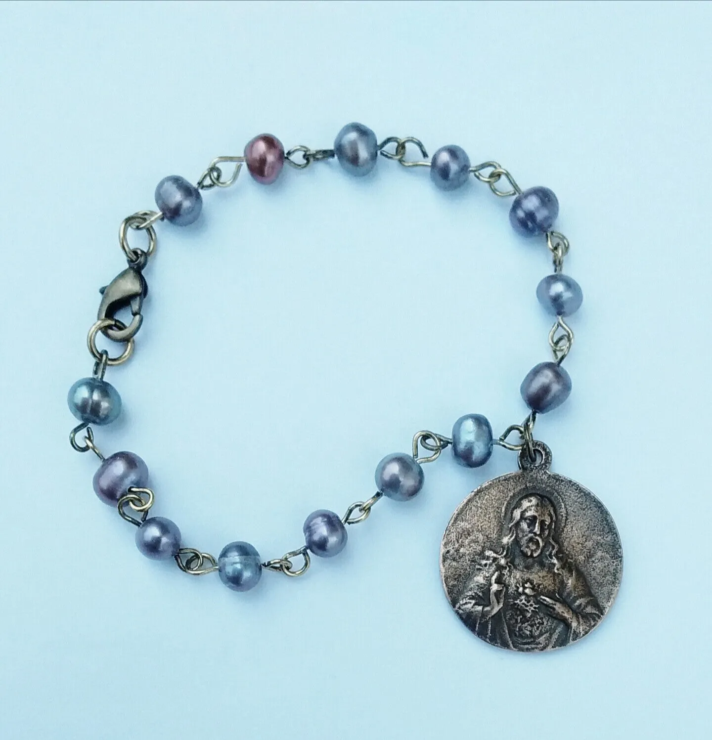 Silver Grey Rosary Bracelet