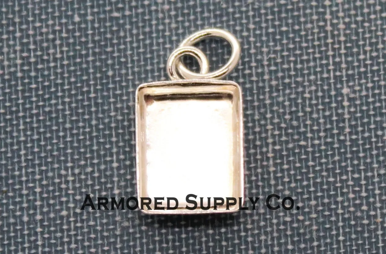 Silver Rectangle Bezel Pendant Blank Mounting