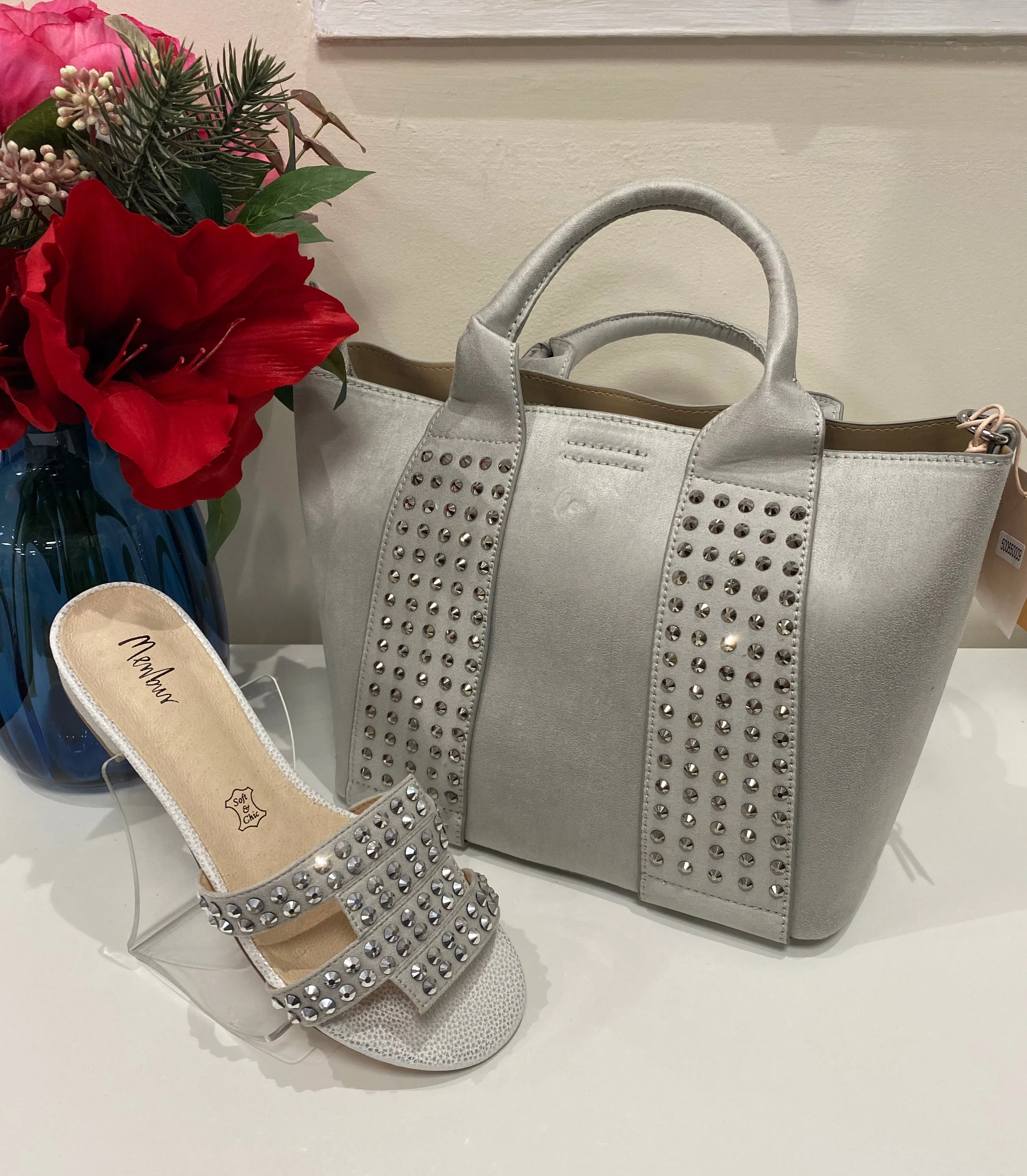 Silver Studded Flat Heels