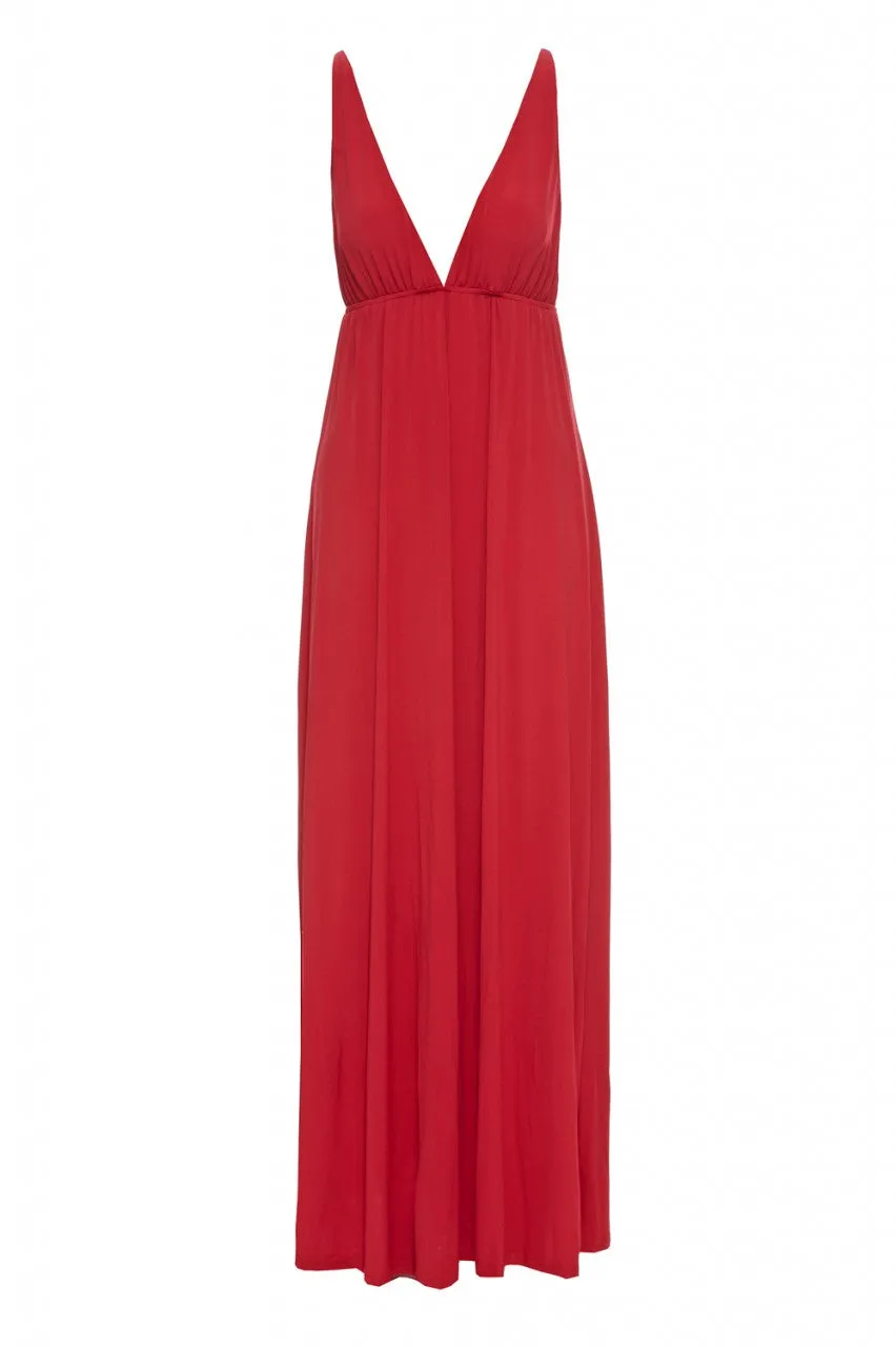Slinky Plunge Maxi Dress