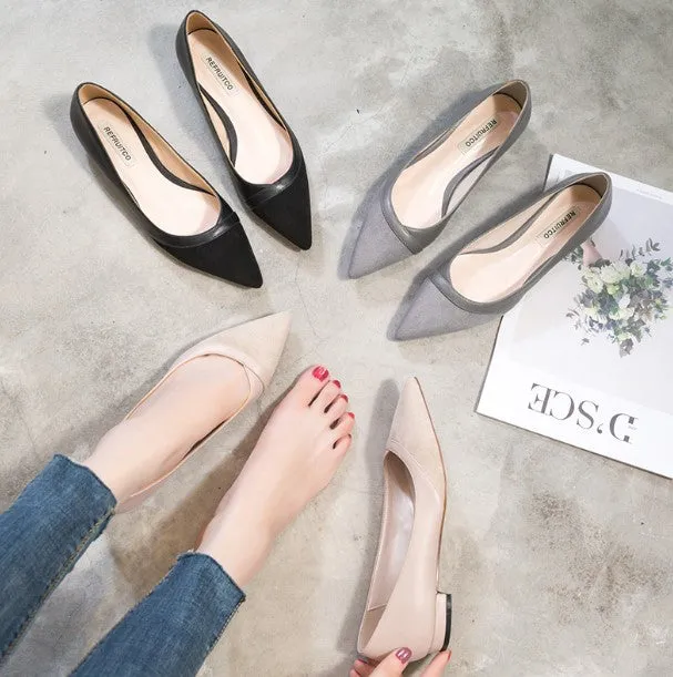 Small Size Pointy Toe Flat Heel Shoes SS315