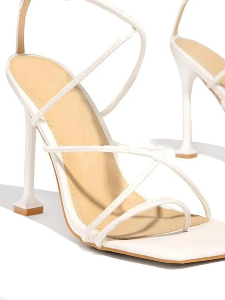 Square Toe Lace Up Sandals