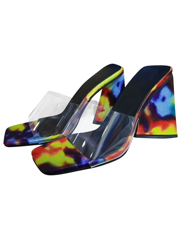 Square-toe Triangle Heel Sandals