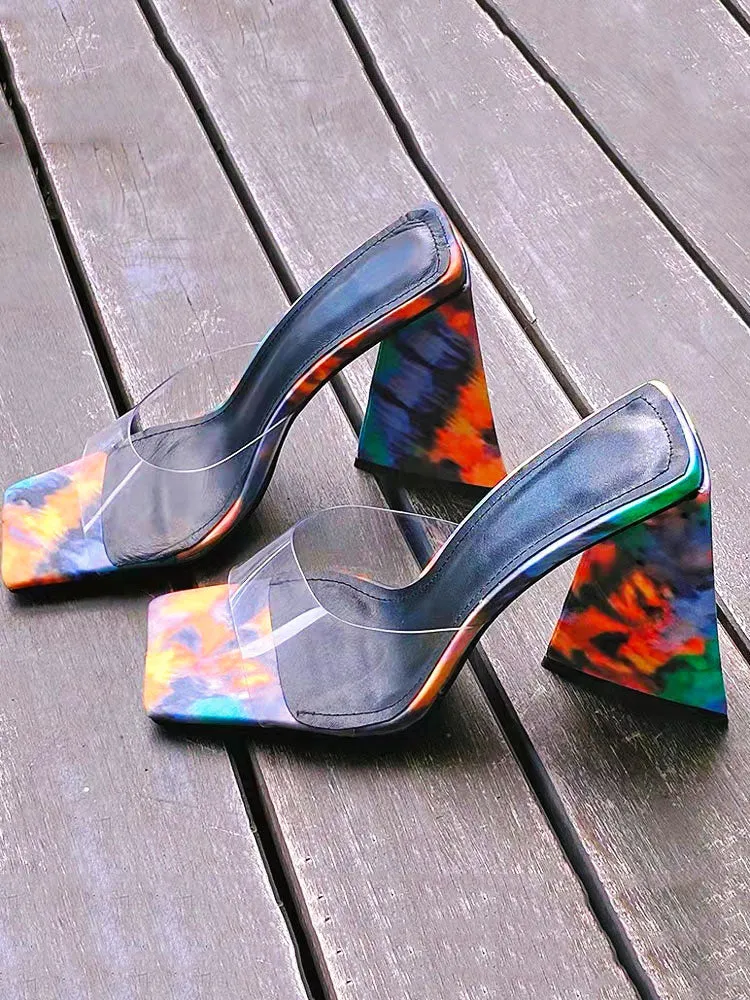 Square-toe Triangle Heel Sandals