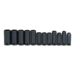 Stanley® Products Torqueplus 12 Piece Metric Thin Wall Deep Impact Socket Sets, 3/8 in, 6 Point, 72217